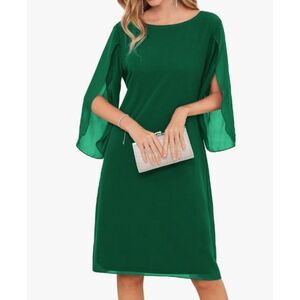 NEW Grace Karin Green Chiffon Shift Dress Sz 18 Flutter Sleeve Cocktail Party